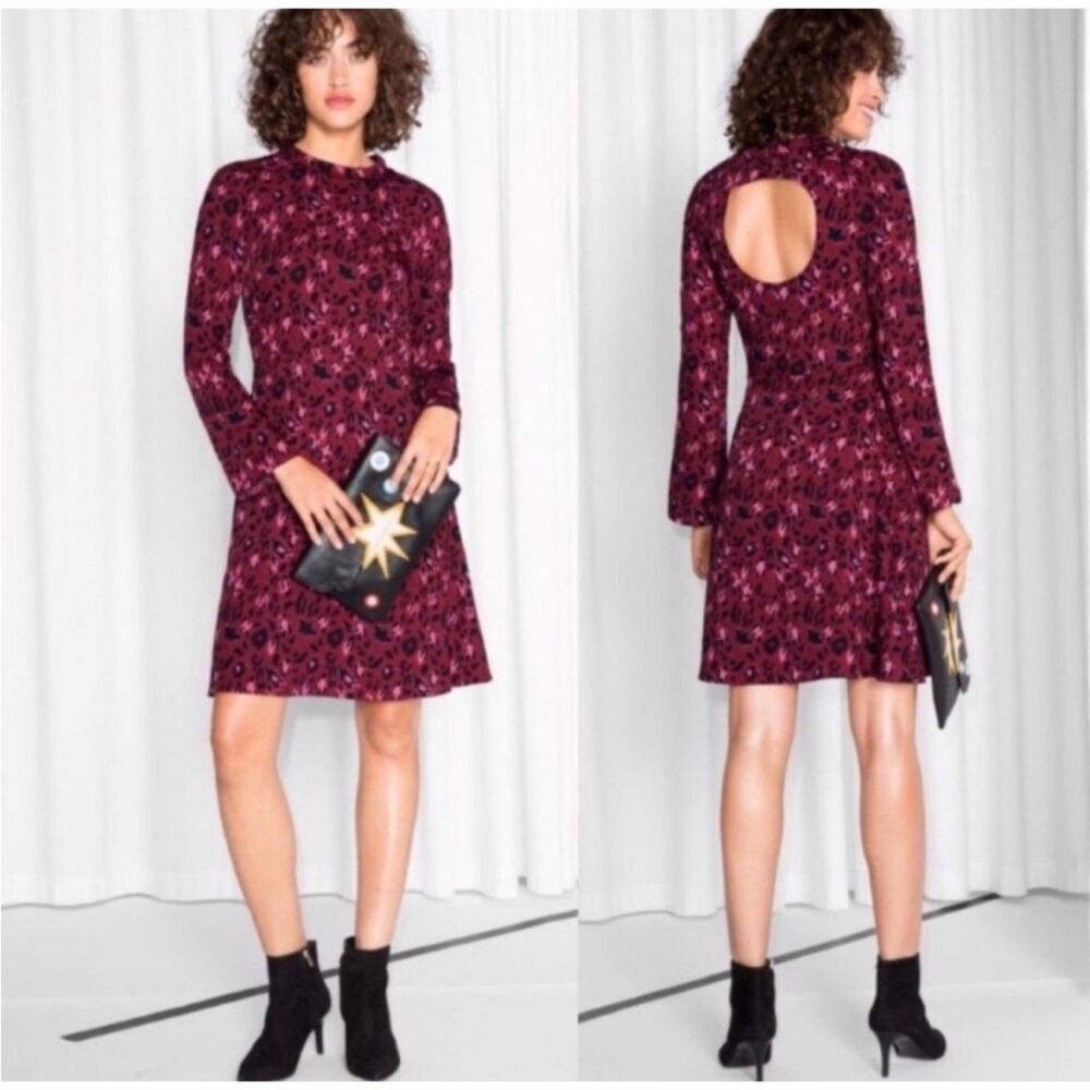 & Other Stories Leopard Keyhole Cutout Fit & Flare Dress 10